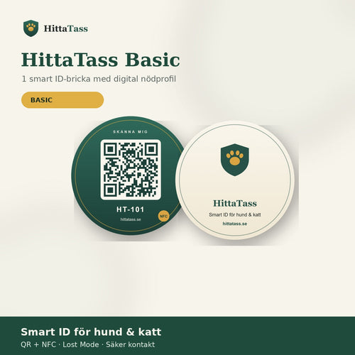HittaTass Basic smart ID-bricka för hund och katt